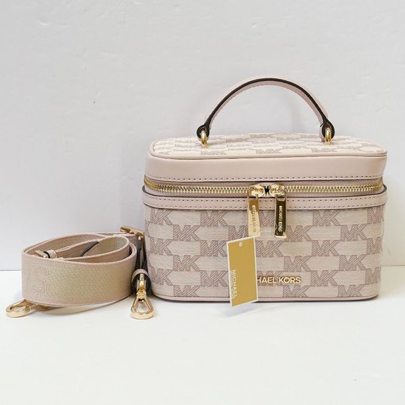Michael Kors Jet Set Item Medium Zip Trunk Crossbody Bag MK Signature Pink Multi - Picture 2 of 12